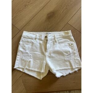 FRAME Denim White Distressed‎ Frayed Hem Cut Off Jean Shorts Size 24